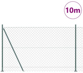 Cerca de Cadeia com 7 Postes Flanged 1,6x10 m Aço Galvanizado