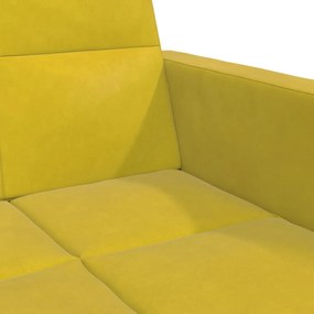 Sofá-cama 2 lugares c/ apoio de pés veludo amarelo