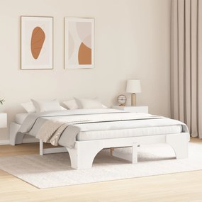 Estrutura de Cama Branca Madeira 140 x 200 cm Minimalista