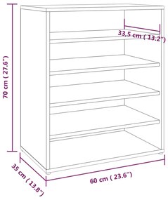 Sapateira Málaga - Fixa ou Suspensa - Cor Castanho - 60x35x70 cm - Con