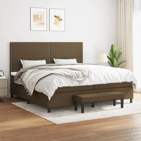 vidaXL Cama com molas/colchão 200x200 cm tecido castanho-escuro