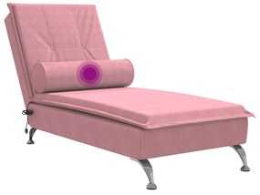 Chaise lounge de massagem com rolo veludo rosa