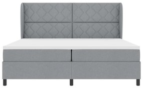 Cama Box com Colchão - Cinza Claro, 200x200 cm Tecido