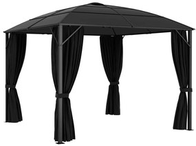 Gazebo com cortinas 300x300x265 cm antracite