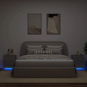 Mesas cabeceira c/ LEDs 2 pcs derivados madeira cinza sonoma
