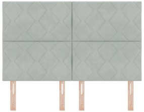 Cabeceira Design de Blocos de Diamante Cinzento Claro 140 cm Veludo