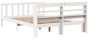 Cama sem colchão 140x190 cm madeira de pinho maciça branco