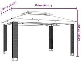 Gazebo com telhado duplo 3,94x2,96 m aço antracite