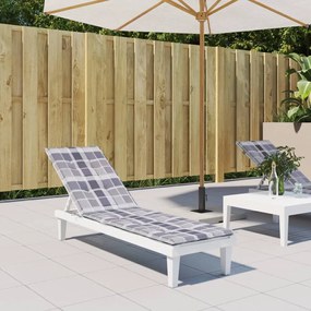 vidaXL Almofadão cadeira de terraço (75+105)x50x4 cm xadrez cinzento