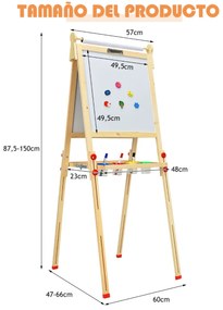 Quadro brincar infantil de dupla face 3 em 1 com quadro branco e quadro negro Rolo de papel ajustável em altura com acessórios completos