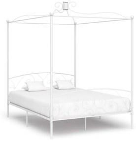 vidaXL Estrutura de cama dossel 160x200 cm metal branco