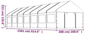 Gazebo com telhado 15,61x4,08x3,22 m polietileno branco