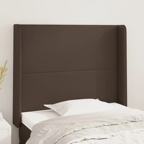 vidaXL Cabeceira cama c/ abas couro artif. 93x16x118/12 cm castanho