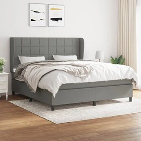vidaXL Cama com molas/colchão 180x200 cm tecido cinzento-escuro