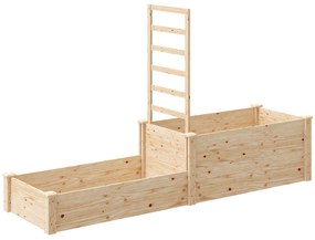 Outsunny Floreira Exterior de Madeira com Treliça para Plantas Trepadoras e 2 Caixas de Cultivo 222x63x132 cm Madeira | Aosom Portugal
