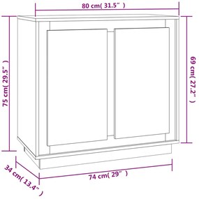 Aparador 80x34x75 cm derivados de madeira cinzento sonoma