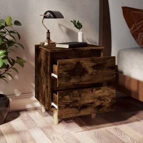Mesa de cabeceira pernas madeira maciça carvalho fumado