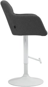 Banco de bar Natoma em tecido com estrutura branca 97-118 x 57 x 59 cm Cinzento escuro