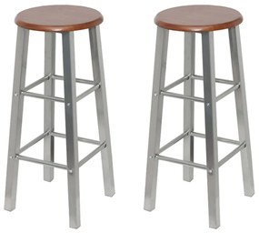 Bancos de bar 4 pcs MDF prateado e castanho