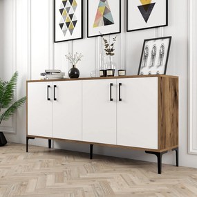 Console Kiev – Nogueira/Branco – 160 cm x 78 cm x 35 cm