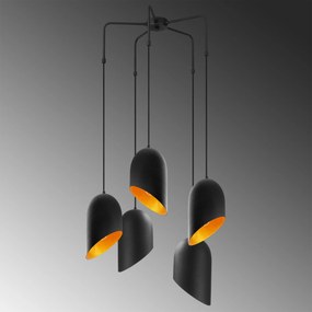 Candeeiro de Teto Kesik – Preto e Dourado – 50 cm x 125 cm