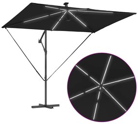 Guarda-sol de Bananeira Cantilever Preto 294 x 200 x 254 cm