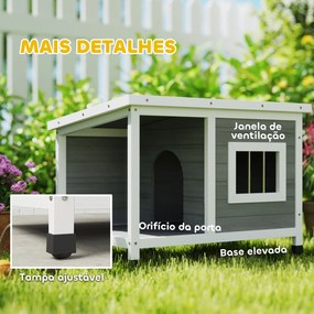 PawHut Casa para Cães de Madeira 85,5x62x60cm Casa para Animais de Est