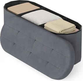 Banco com espaço de arrumação 38 x 110 x 38 cm, caixa de arrumação, banco dobrável cinzento