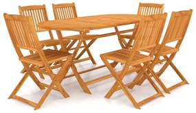 vidaXL 7 pcs conjunto jantar dobrável p/ jardim madeira acácia maciça