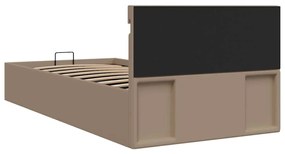 Cama hidrául. arrumação e LED 100x200cm couro artif. cappuccino