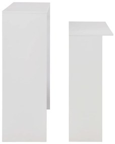 Mesa de bar com 2 tampos branco 130x40x120 cm