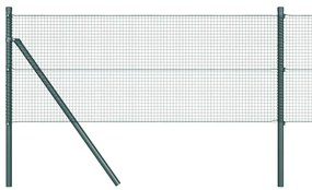 Conjunto de Postes de Cerca Conjunto de 2 Verde Metal 25 x 0.5 m