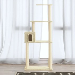 vidaXL Árvore para gatos c/ postes arranhadores sisal 147 cm cor creme