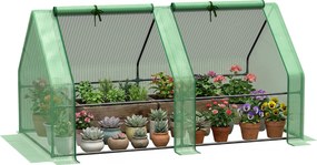 Outsunny Estufa de Jardim Terraço 180x90x90 cm Tipo Casa Tubo de Aço com 2 Janelas Estufa Pequena para Cultivo de Plantas Verde | Aosom Portugal