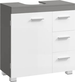 Armário para lavatório (NÃO INCLUIDO) 30 x 60 x 64 cm com 3 gavetas grandes e pés em branco e cinzento-cimento