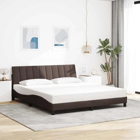 vidaXL Estrutura de cama sem colchão 180x200 cm tecido castanho-escuro