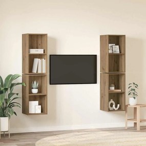 Gabinete de TV de Parede 4 pcs Carvalho Artesanal