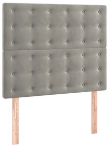 Cama com molas/colchão 100x200 cm veludo cinza-claro
