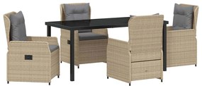 Conjunto de Jantar para Jardim 5 Peças Bege Rattan Sintético