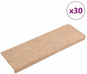 Tapetes de escada autoadesivos 30 pcs 65x21x4 cm creme