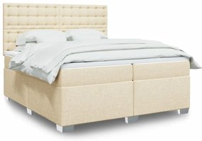 vidaXL Cama com molas/colchão 200x200 cm tecido cor creme