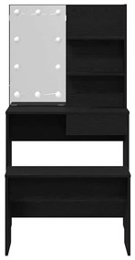 Conjunto de Mesa de Maquilhagem vidaXL com LED em Carvalho Preto de Ma