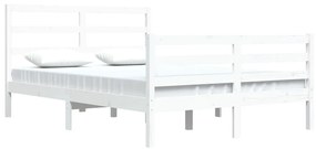 Estrutura de cama 140x200 cm madeira de pinho maciça branco