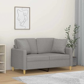 vidaXL Sofá 2 lugares c/ almofadas/almofadões 120cm tecido cinza-claro
