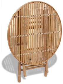 5 pcs conjunto de jantar dobrável p/ exterior bambu