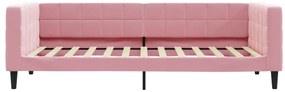 Sofá-cama com colchão 90x200 cm veludo rosa