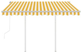 Toldo retrátil automático com postes 3x2,5 m amarelo e branco
