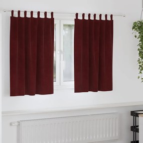 vidaXL Cortinas opacas 2 pcs Vinho Vermelho 140 x 140 cm Veludo