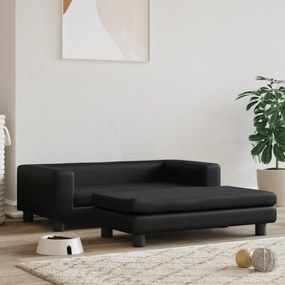 vidaXL Cama para cães com extensão 100x50x30 cm couro artificial preto