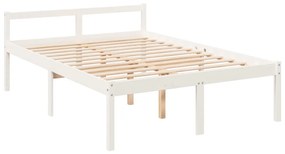 Cama de casal para idosos c/ cabeceira madeira maciça branco